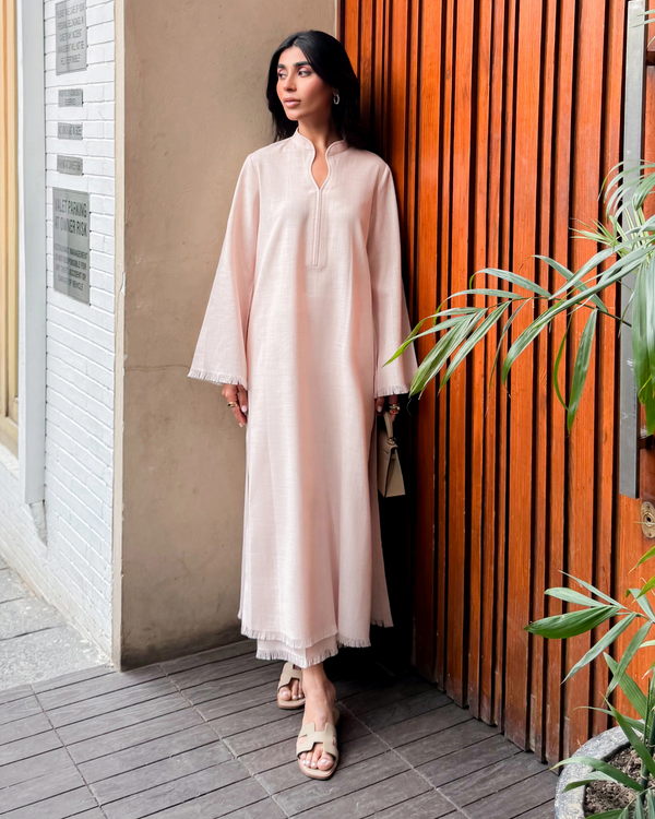 Light Pink Linen Fringe Set