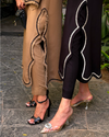 Taupe Karandi Embroided Fringe Set