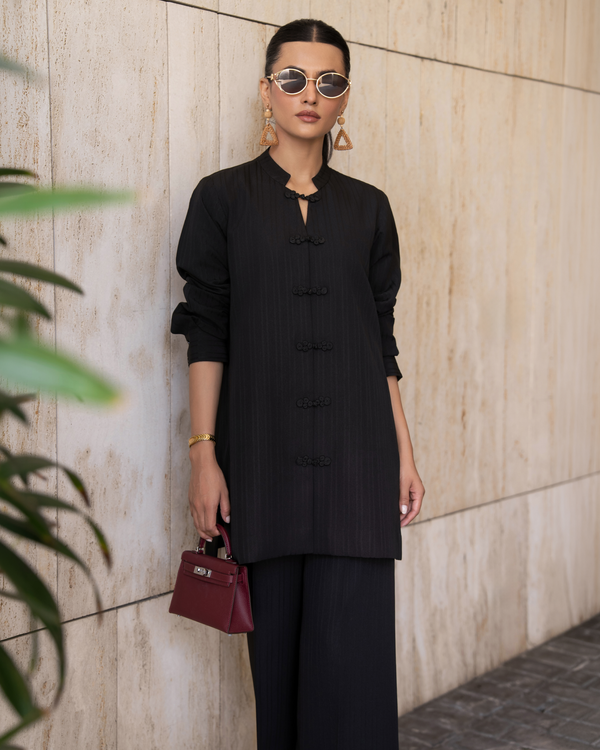 Black Mandarin Button Set