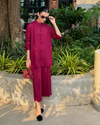 Burgundy Mandarin Collared Set