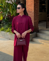 Burgundy Mandarin Collared Set