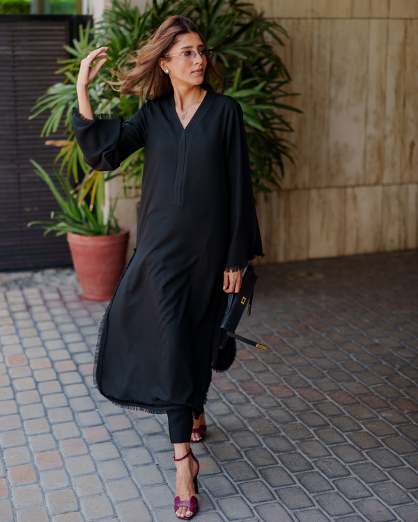 Black Karandi Fringe Set