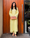 Light Yellow Linen Fringe Set