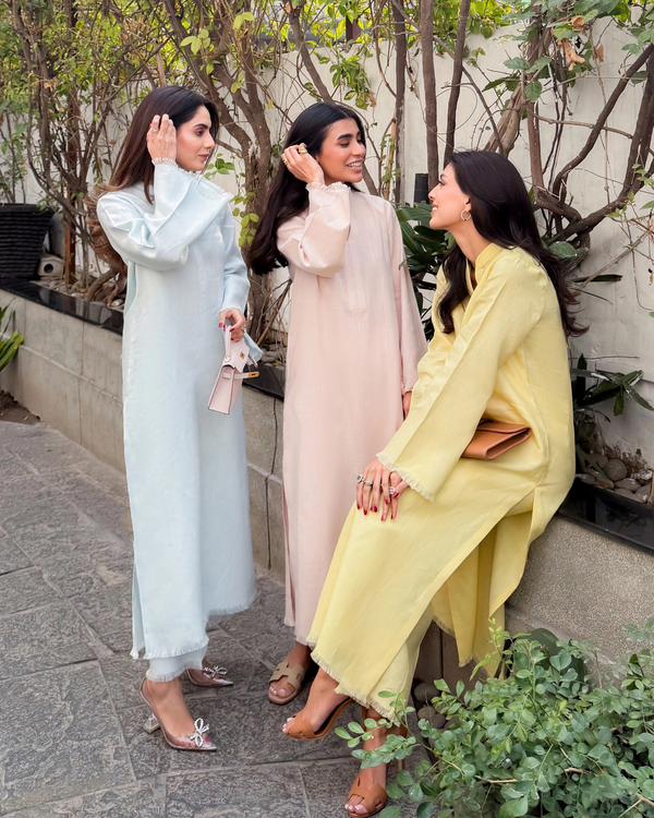 Light Pink Linen Fringe Set