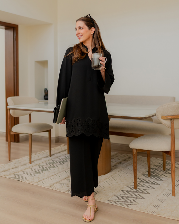 Black Cutwork Set