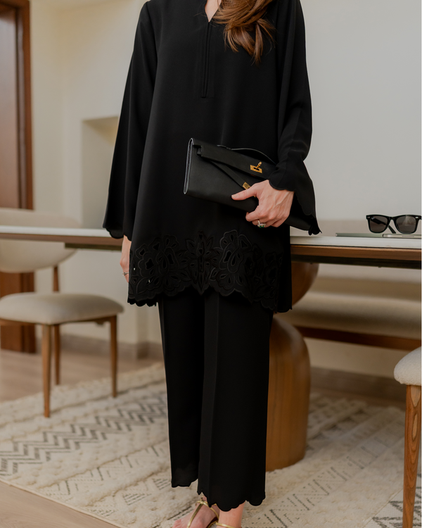 Black Cutwork Set
