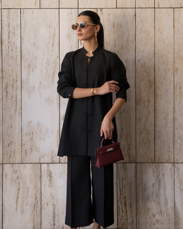 Black Mandarin Button Set