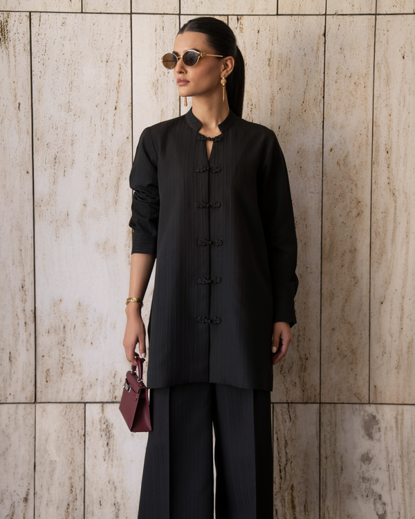 Black Mandarin Button Set