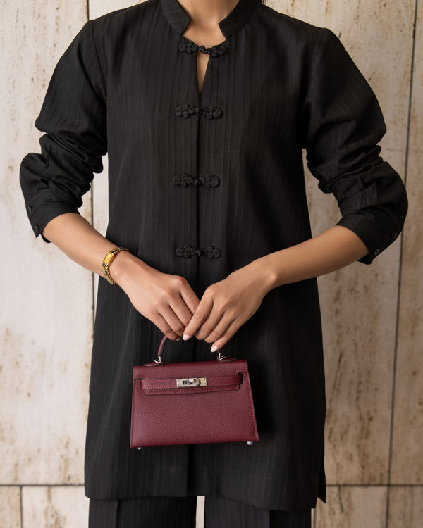 Black Mandarin Button Set