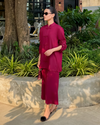 Burgundy Mandarin Collared Set