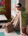 Taupe Mandarin Buttoned Set