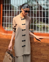 Taupe Mandarin Buttoned Set