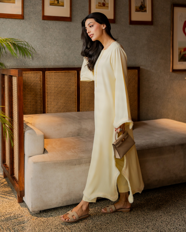 Light Yellow Embroided Thread Set